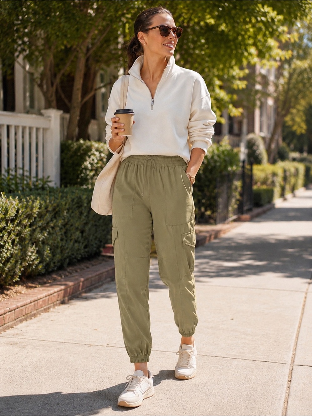 SPANX Olive Green OUT OF OFFICE Cargo Pockets Jogger Leg Pant XL Tall ~ Travel